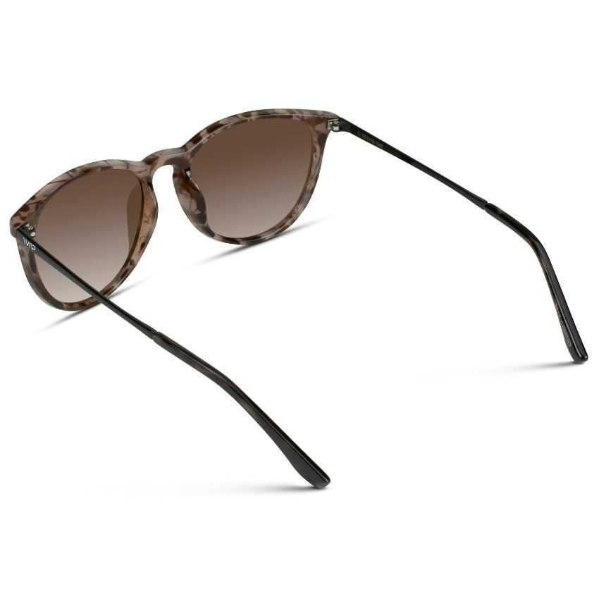 Lunettes de soleil rondes polarisées DREW pour femme, couleur écaille rose blush, par WMP Eyewear