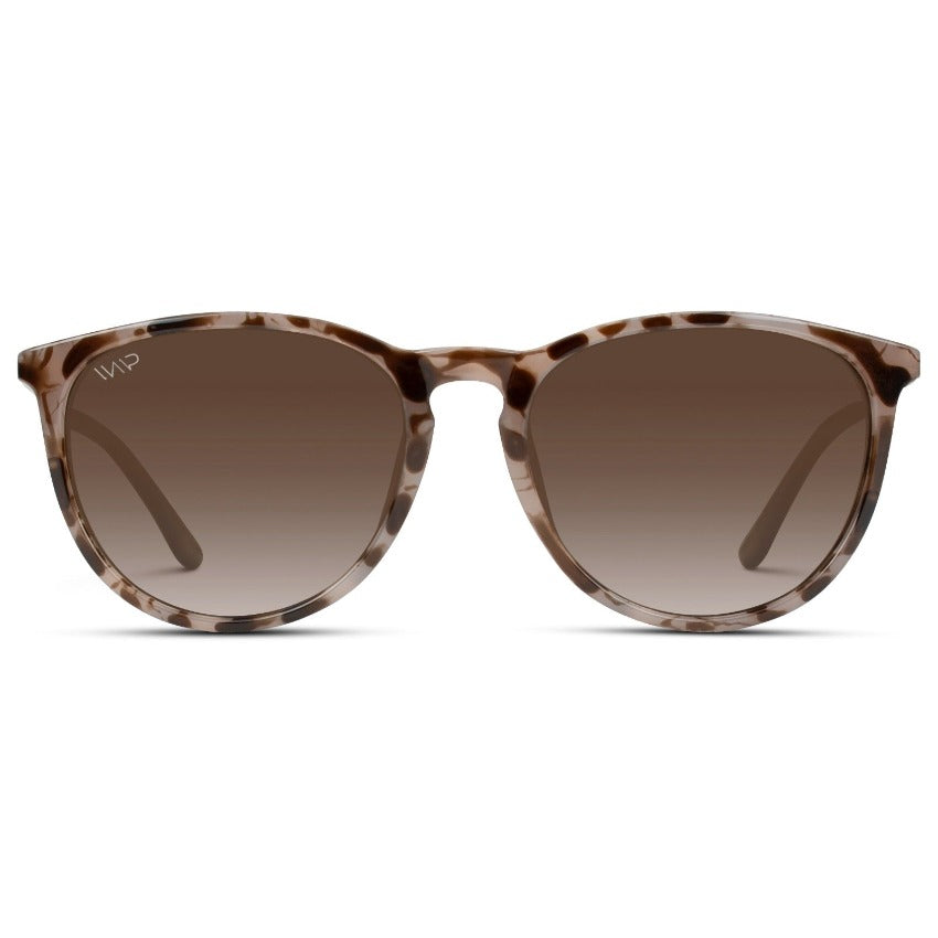 Lunettes de soleil rondes polarisées DREW pour femme, couleur écaille rose blush, par WMP Eyewear