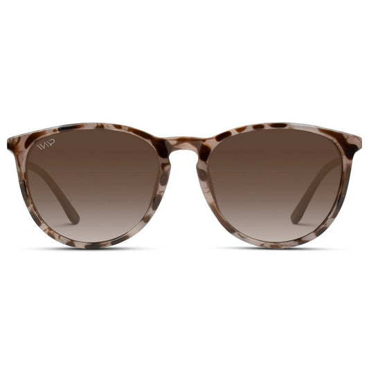 DREW Round Polarized Women's Sunglasses in Blush Pink Tortoise by WMP Eyewear
