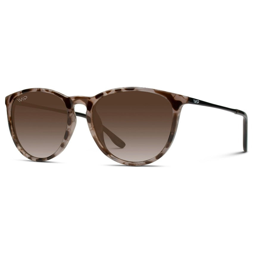 Lunettes de soleil rondes polarisées DREW pour femme, couleur écaille rose blush, par WMP Eyewear