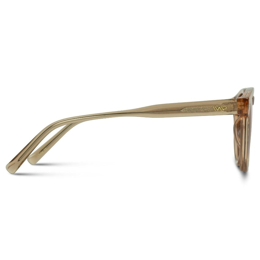 TATE Retro Round Unisex Sunglasses in Light Crystal Brown by WMP Eyewear