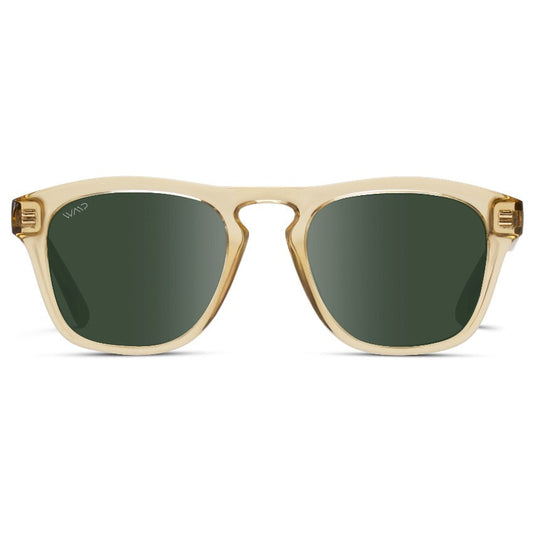 Lunettes de soleil unisexes modernes DASH en vert cristal champagne par WMP Eyewear