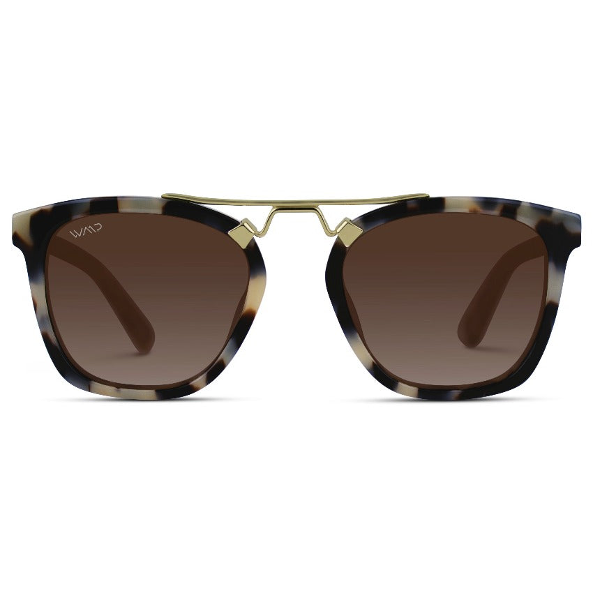 Lunettes de soleil oversize DEMI pour femme, couleur écaille beige, par WMP Eyewear UK