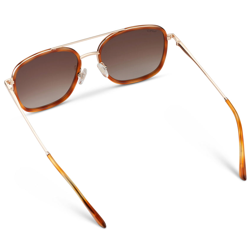 GIA Women's Square Oversized Aviator Sunglasses in Sunset Tortoise by WMP Eyewear UK