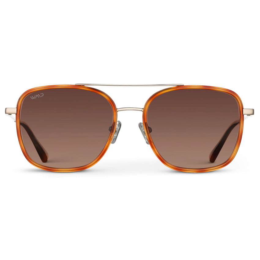 GIA Women's Square Oversized Aviator Sunglasses in Sunset Tortoise by WMP Eyewear UK