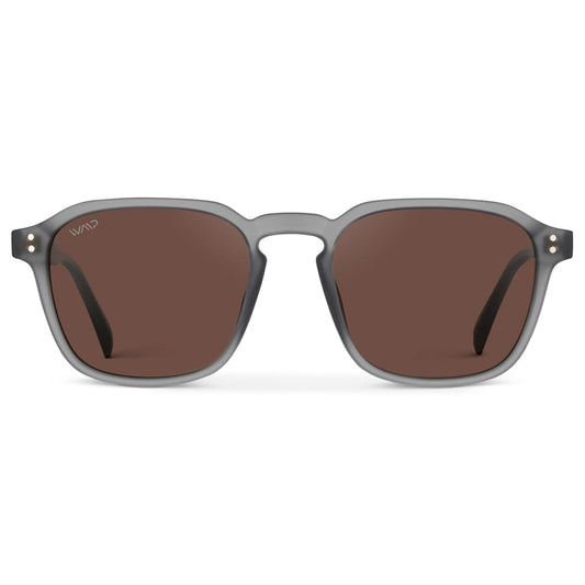 Lunettes de soleil carrées rétro modernes FRANCIS pour homme, couleur gris Moonrock, par WMP Eyewear