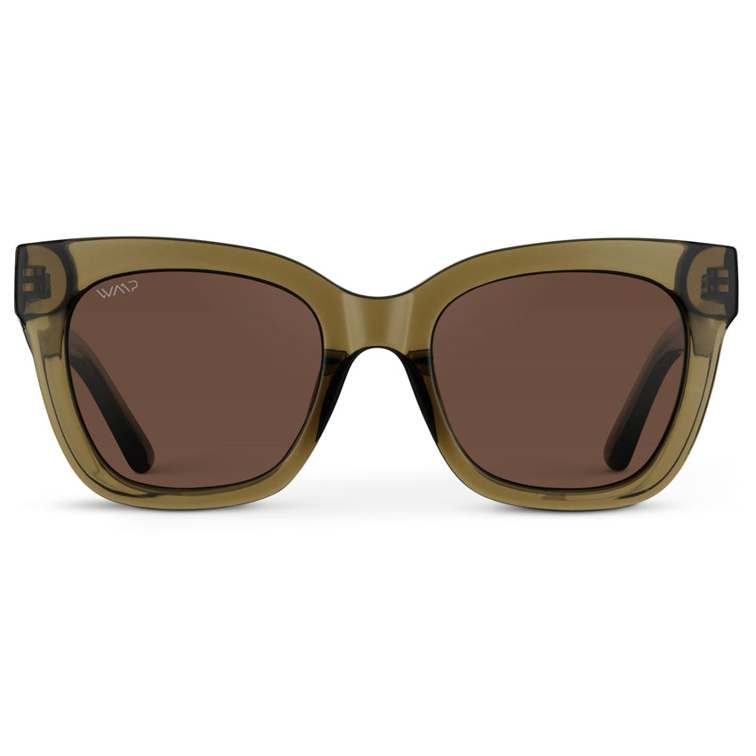 Lunettes de soleil œil de chat STORMI pour femme, kaki, vert cristal, par WMP Eyewear