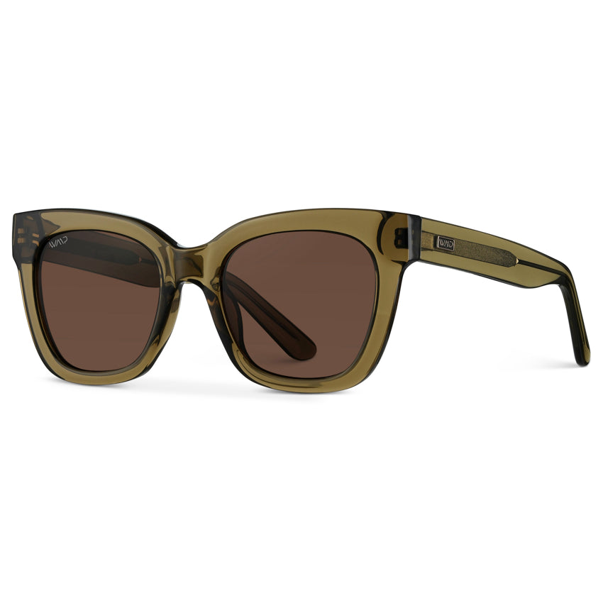 Lunettes de soleil œil de chat STORMI pour femme, kaki, vert cristal, par WMP Eyewear