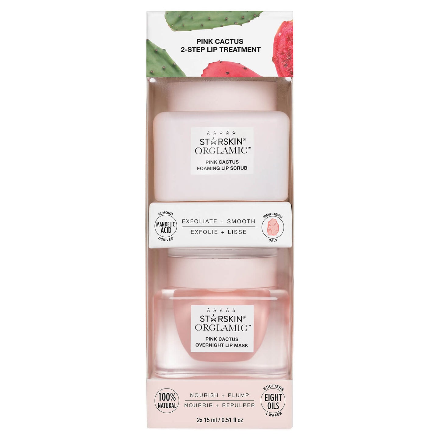 Organic 2-Step Lip Scrub & Mask with Pink Cactus and Mandelic Acid