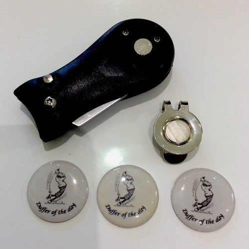 Golf Pitchfork Magnetic Hat Clip With Duffer OF The Day Markers