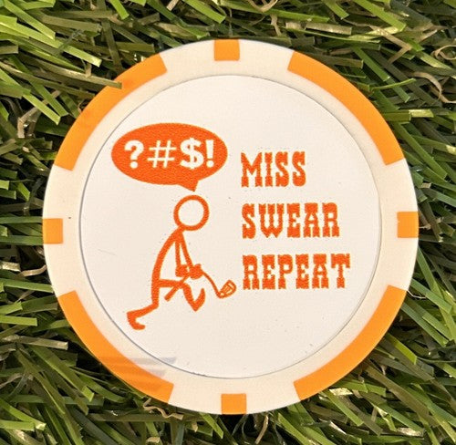 Miss Swear Repeat - Magnetic Clay Poker Chip - Golf Ball Marker