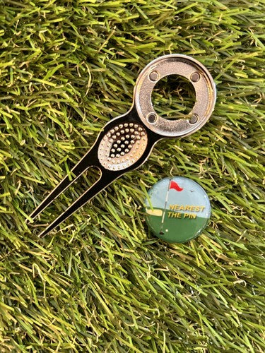 Nearest The Pin METAL GOLF BALL MARKER AND PITCH REPAIR TOOL
