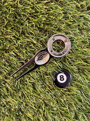 Eight Ball METAL GOLF BALL MARKER AND PITCH REPAIR TOOL
