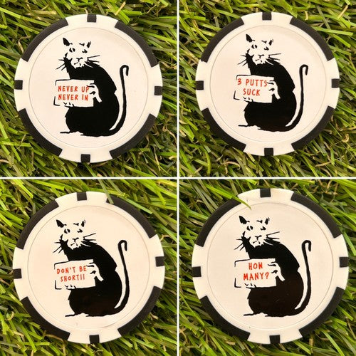4 X Banksy Rat Comments - Golf Magnetic Poker Chip