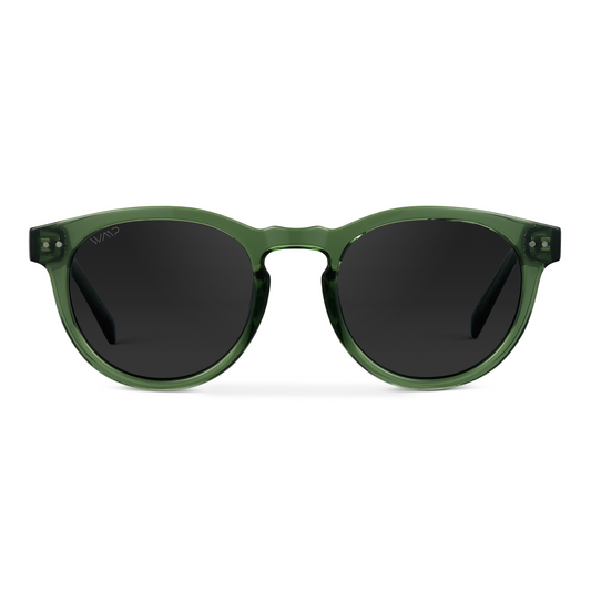 Lunettes de soleil rondes unisexes rétro TATE vert émeraude par WMP Eyewear
