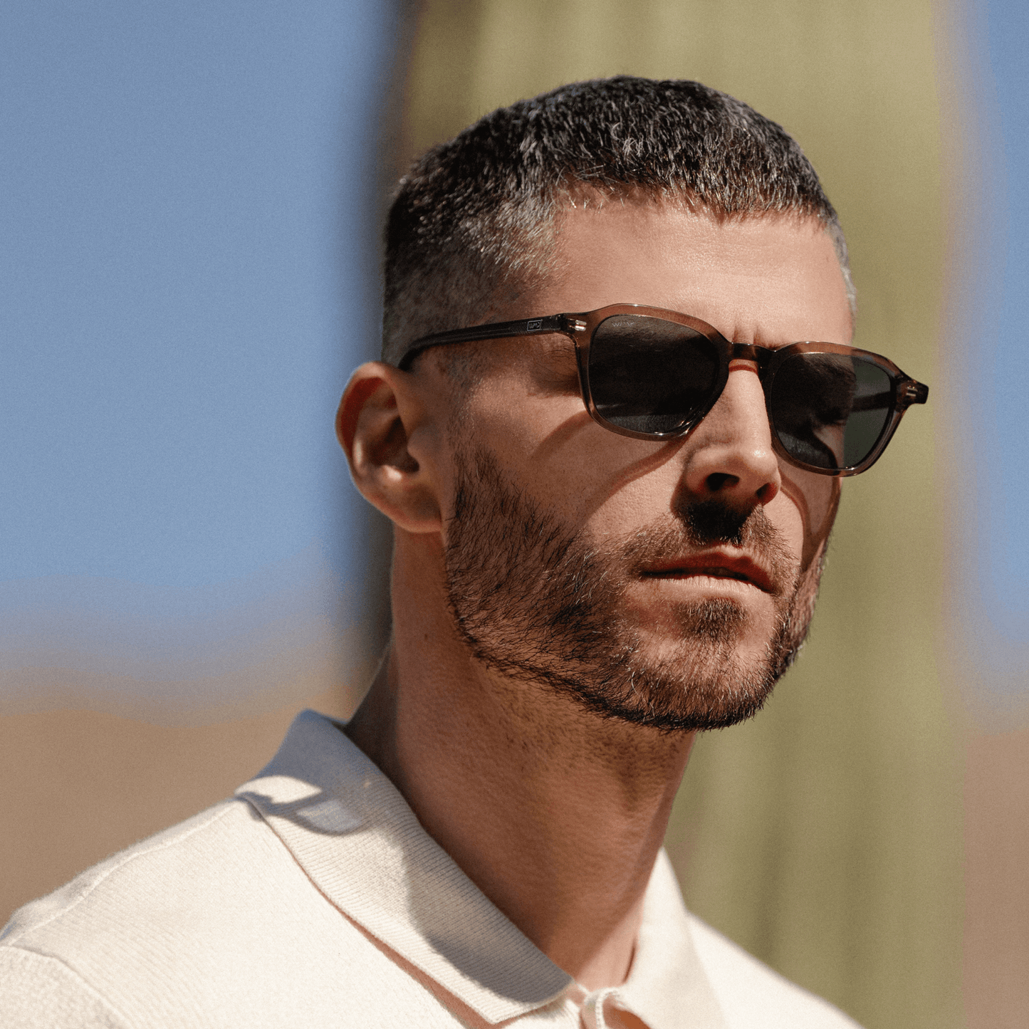 SILAS Polarized Square Sunglasses in Crystal Gunmetal by WMP Eyewear