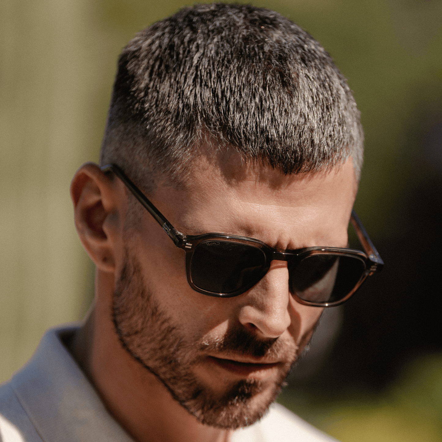 SILAS Polarized Square Sunglasses in Crystal Gunmetal by WMP Eyewear