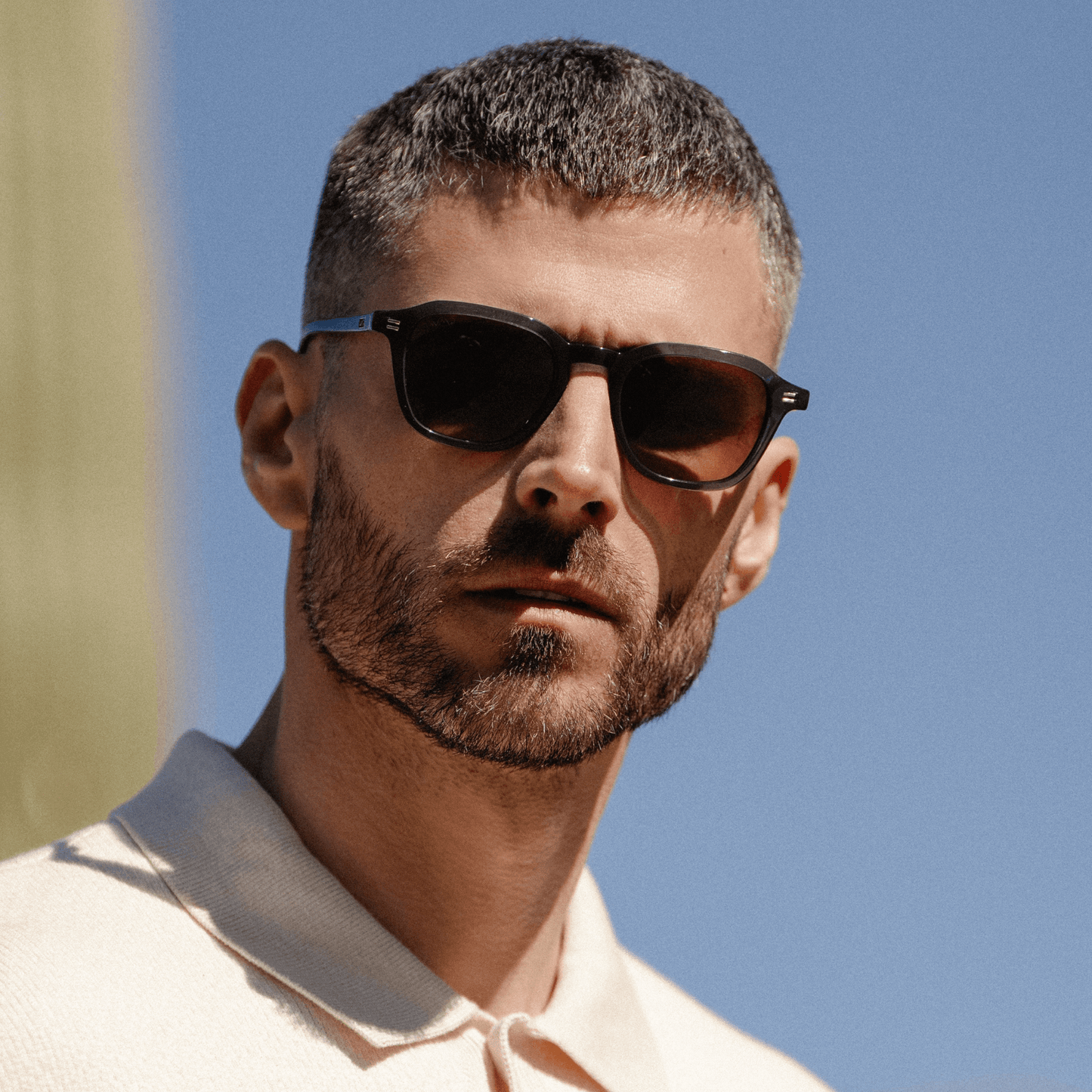SILAS Polarized Square Sunglasses in Crystal Steel Blue by WMP Eyewear
