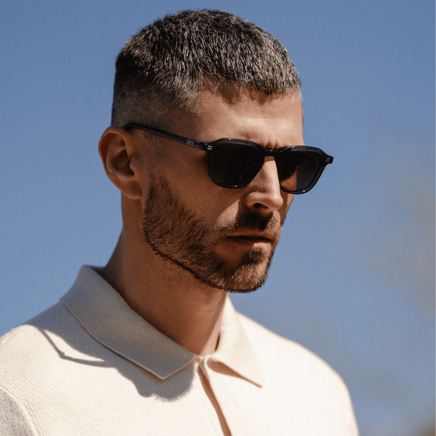 SILAS Polarized Square Sunglasses in Crystal Steel Blue by WMP Eyewear