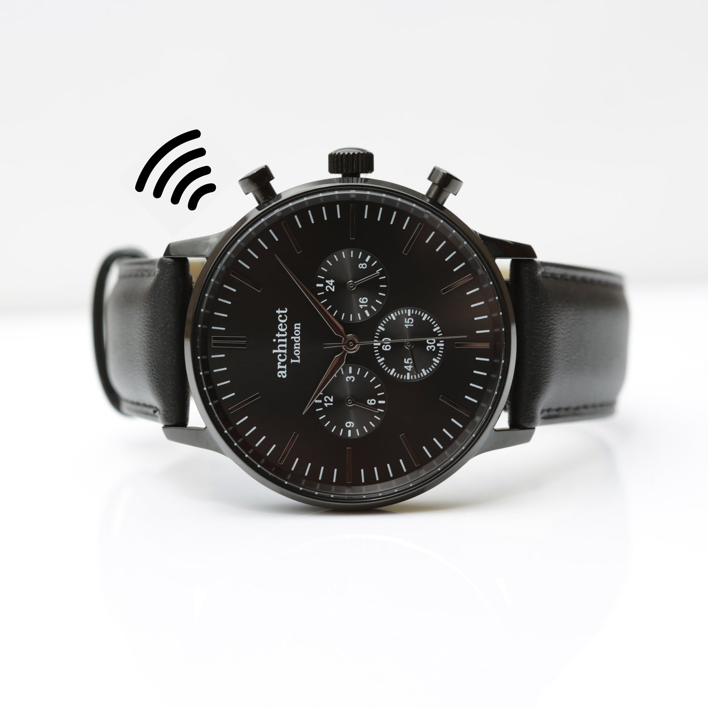Montre de paiement sans contact - Motivator pour homme + Bracelet noir de jais + Gravure de police moderne