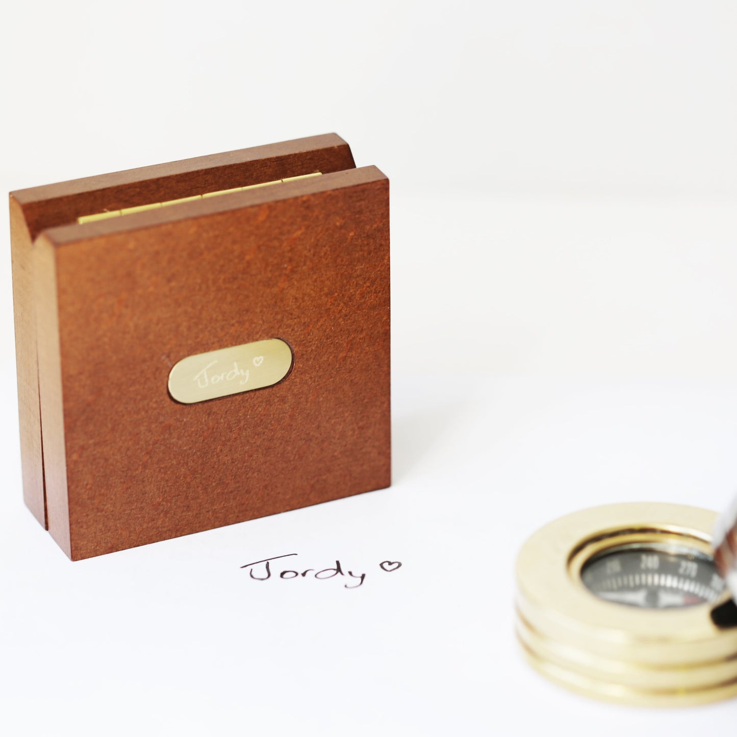 Compas d'écriture manuscrite personnalisé avec boîte en bois