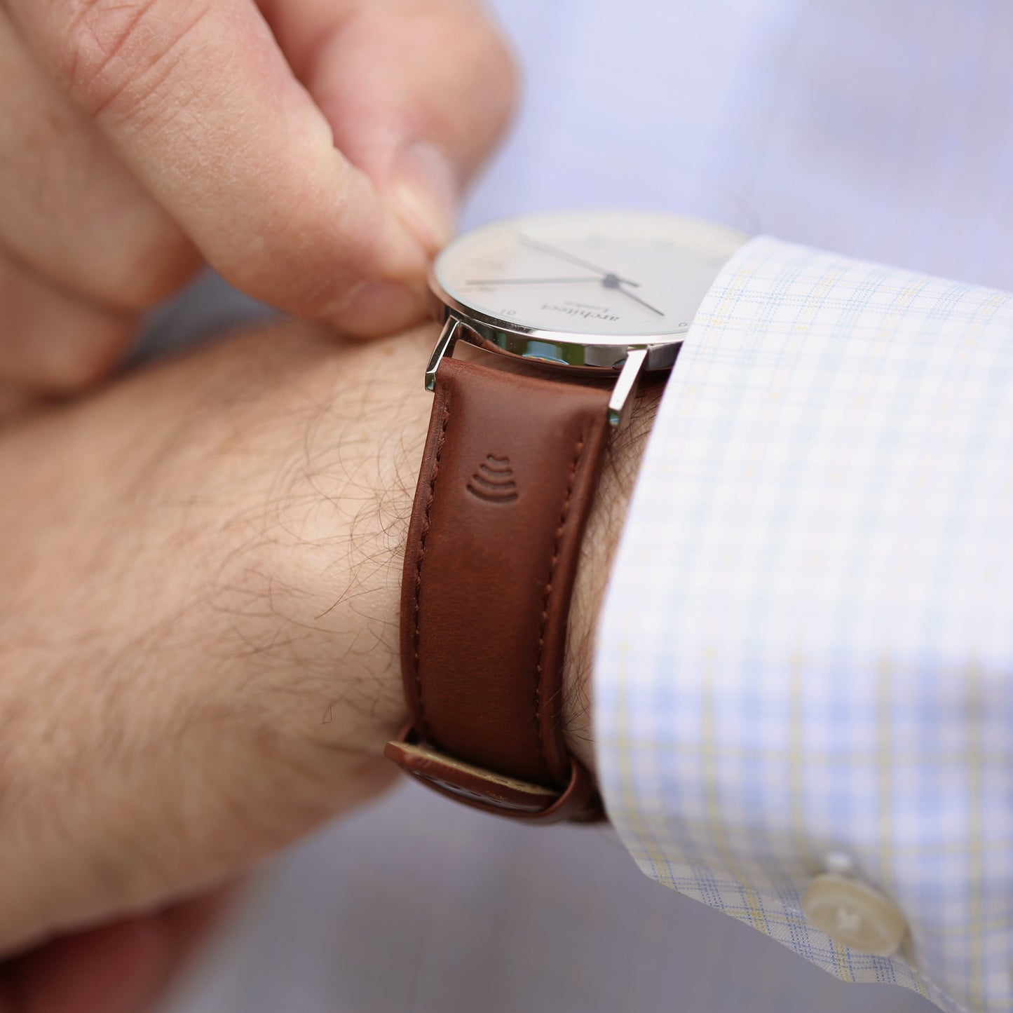 Montre à paiement sans contact - Architect Zephyr pour homme + bracelet en noyer + gravure de police moderne