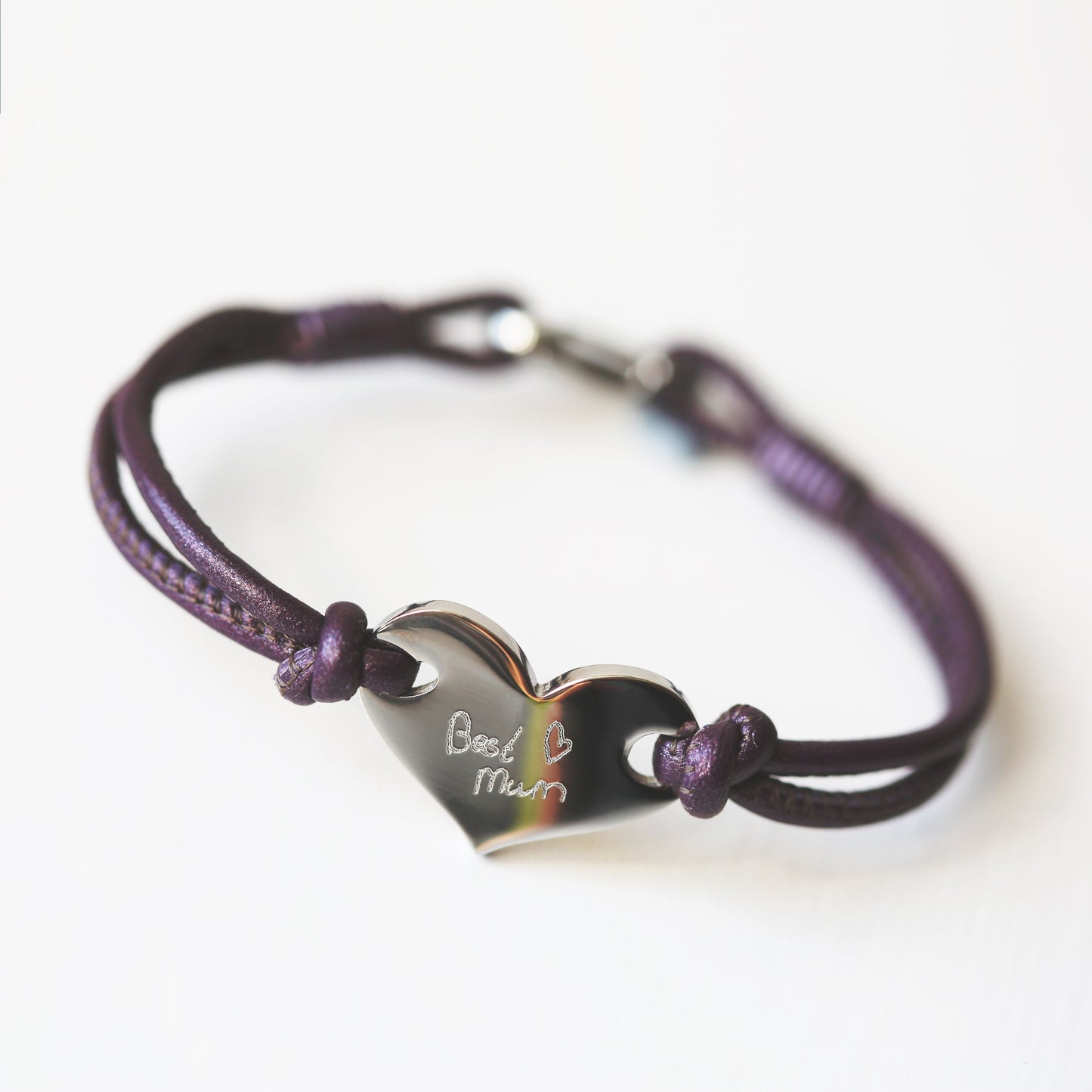 Bracelet Cœurs Écrits à la Main pour Toujours Berry