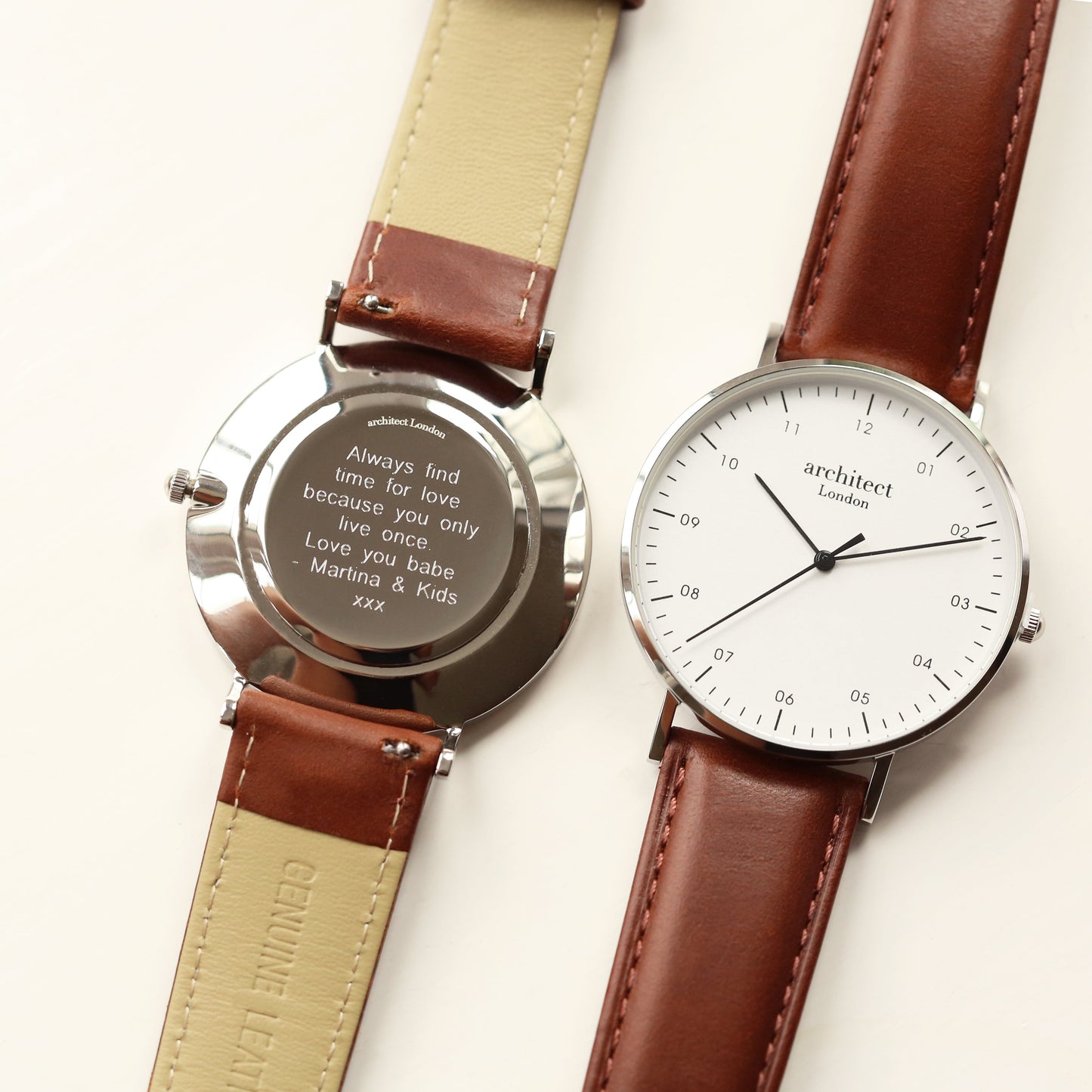 Montre à paiement sans contact - Architect Zephyr pour homme + bracelet en noyer + gravure de police moderne