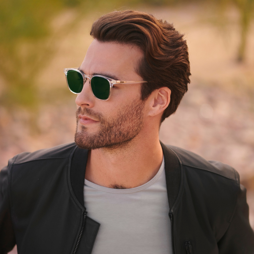 NICK Glossy Clear / Smoke Green Lens by WMP Eyewear