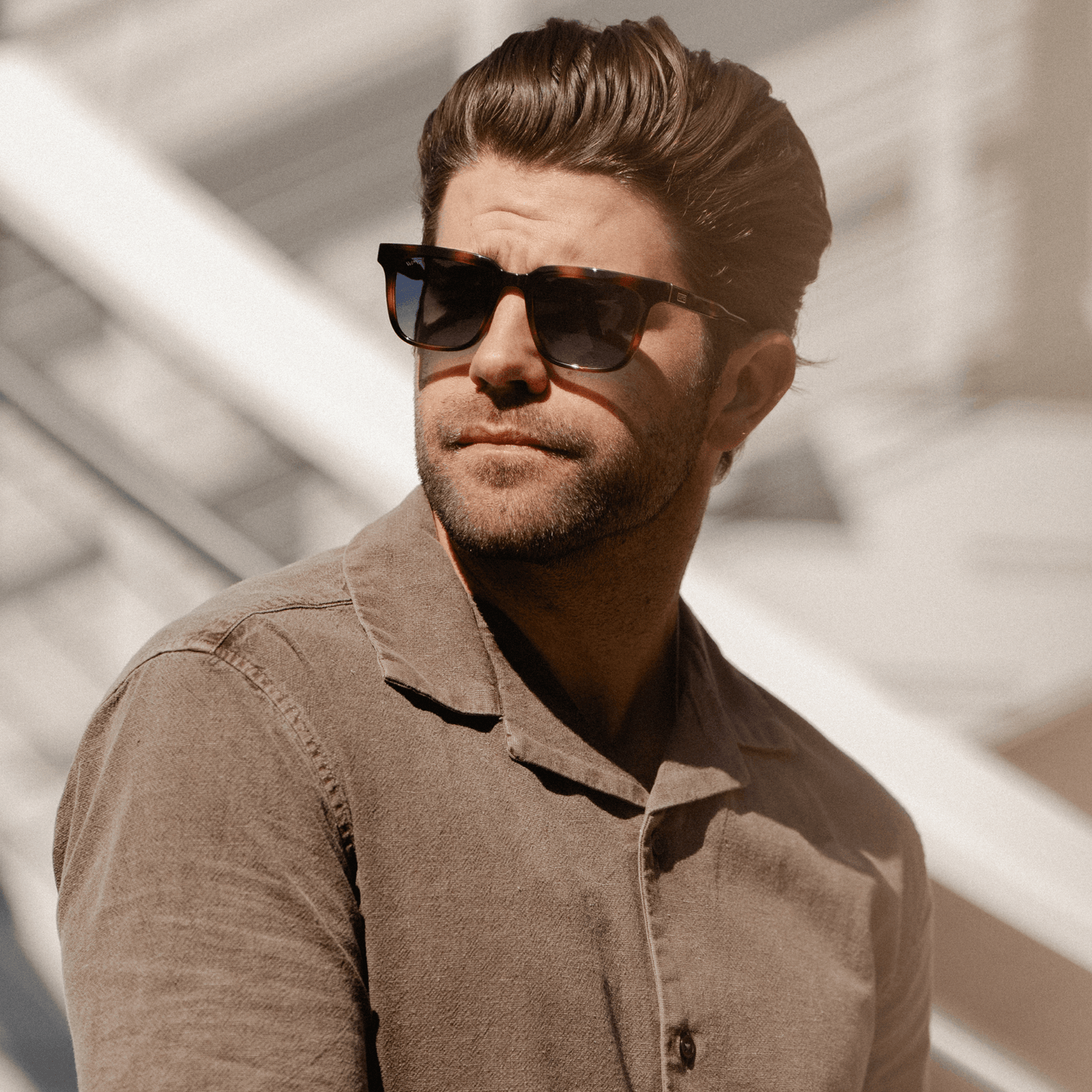 WILSON Men's Polarised Square Sunglasses in Whiskey Tortoise by WMP Eyewear