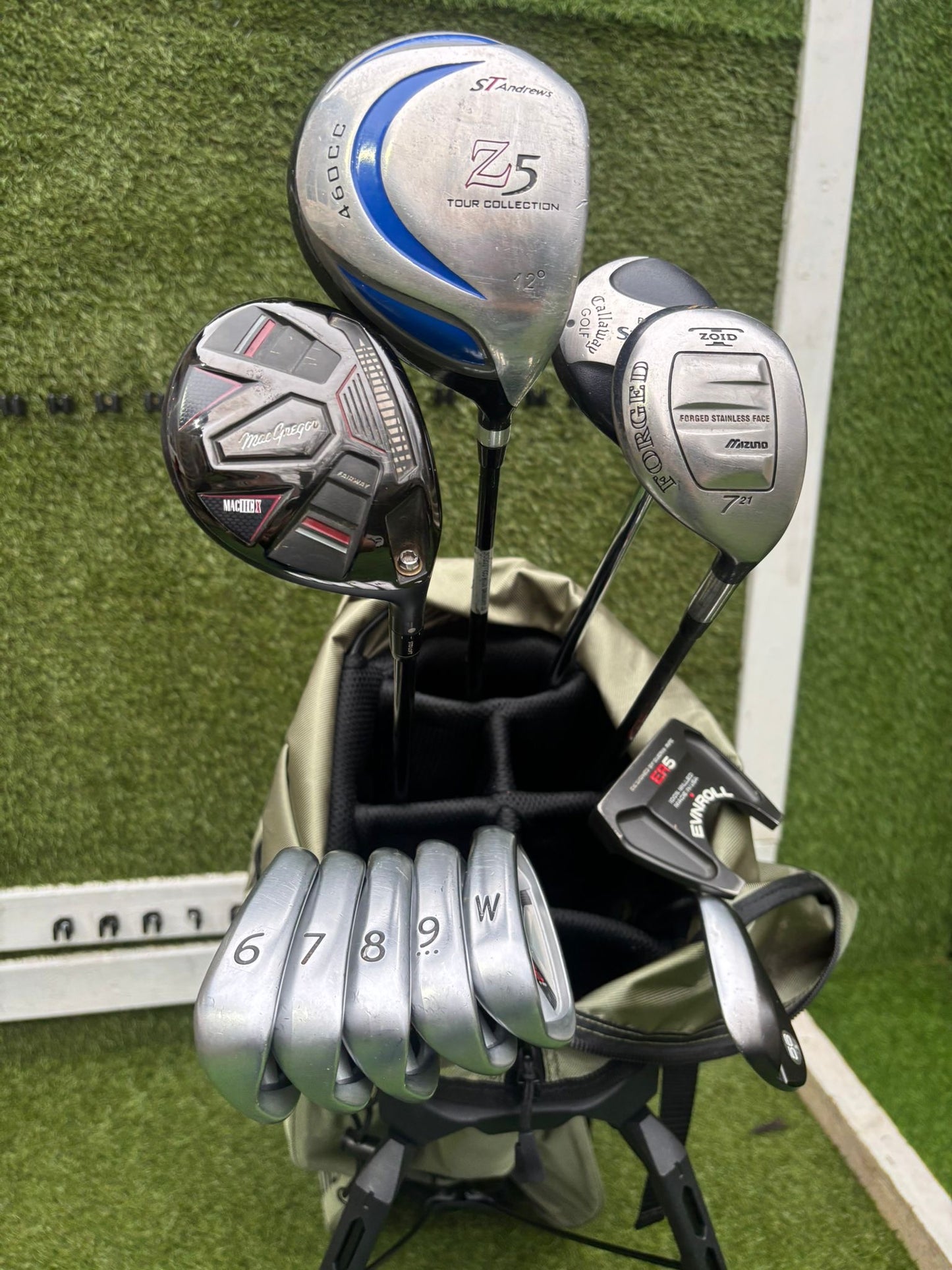 Ping i25 Irons, EVNROLL ER5 Putter, Mizuno S18 56°, Mizuno Zoid Hybrid, Mixed Woods & J.Lindeberg Stand Bag – 11 Clubs