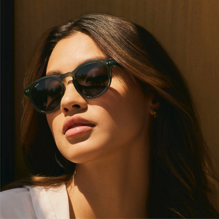 TATE Retro Round Unisex Sunglasses in Emerald Green by WMP Eyewear