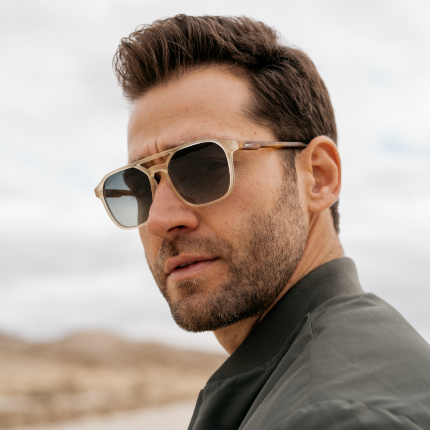 HUNTER Men's Double Bridge Aviator Sunglasses in Tortoise Champagne by WMP Eyewear