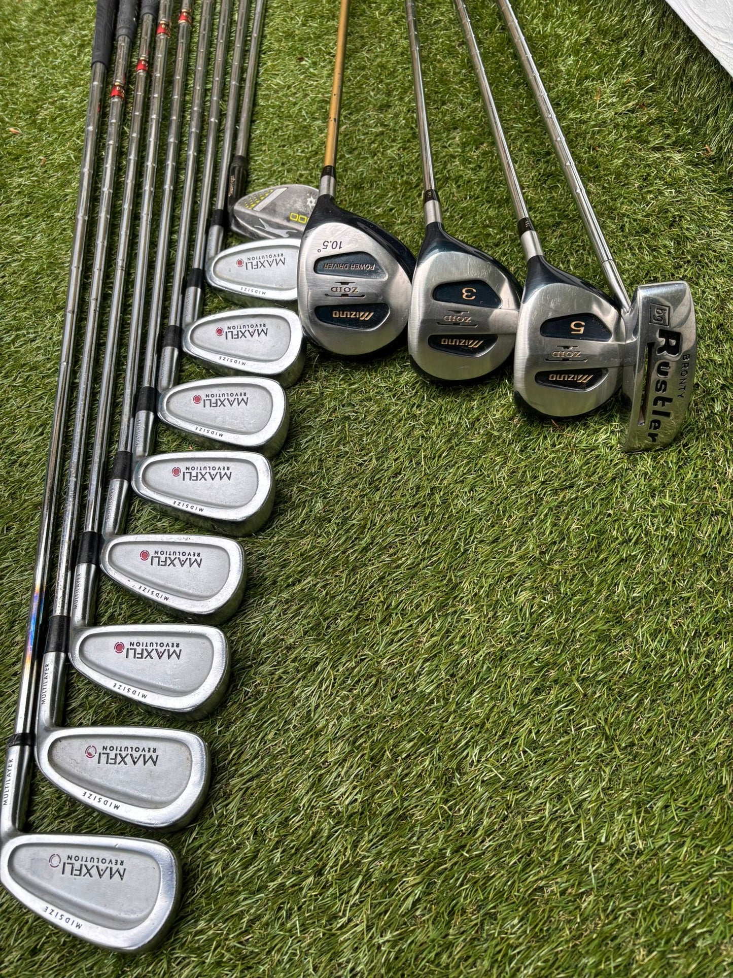 Maxfli Revolution Irons 3-PW + Mizuno Zoid Woods + Sun Mountain Cart Bag