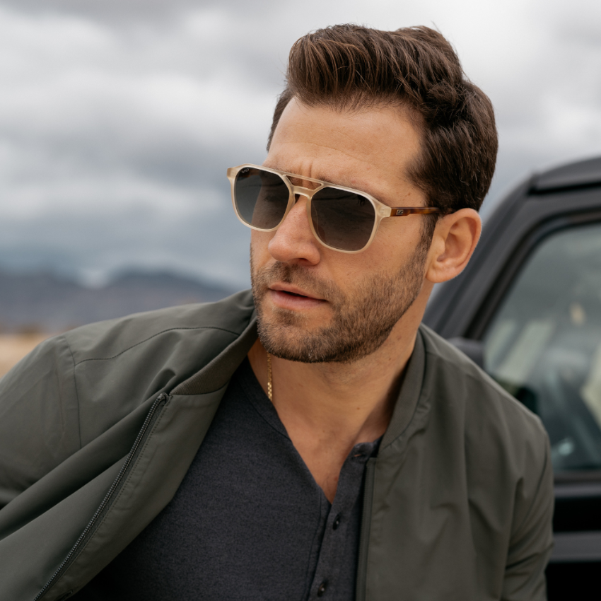 HUNTER Men's Double Bridge Aviator Sunglasses in Tortoise Champagne by WMP Eyewear