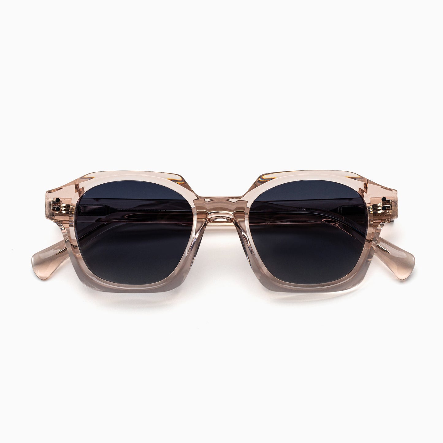 THEO Polarised Sunglasses, Unisex, Beige Crystal, Grey Gradient by TrueVivid