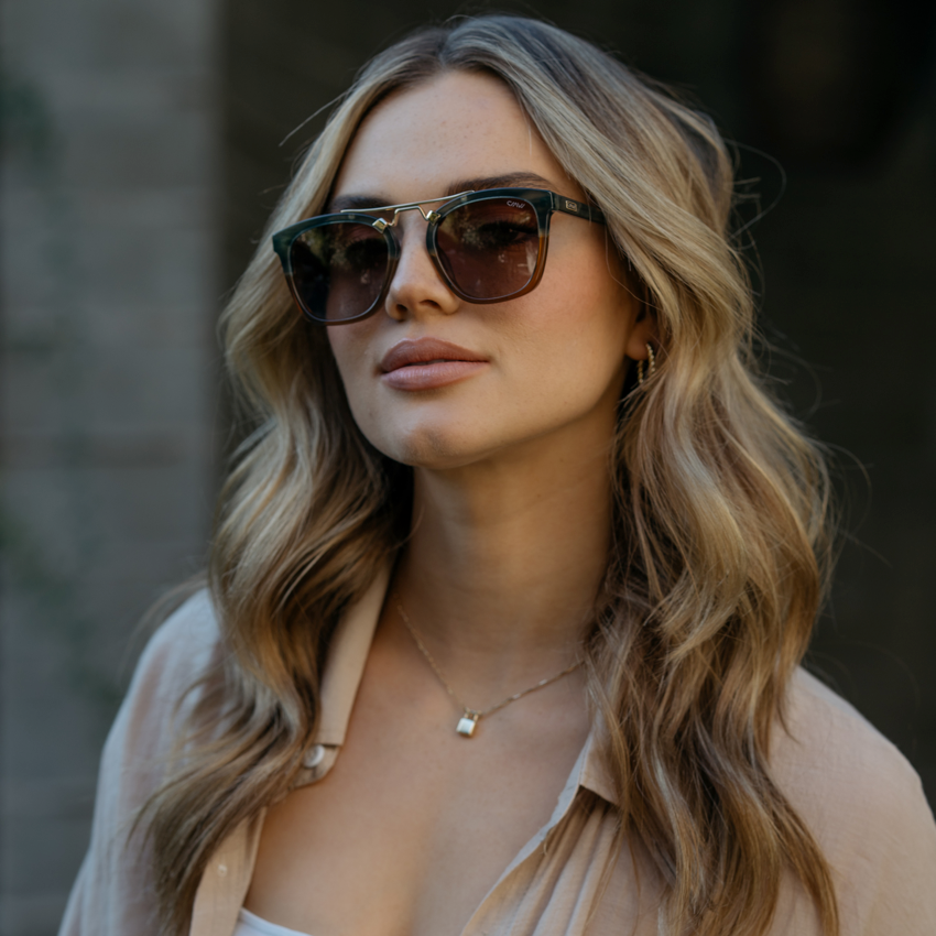 Lunettes de soleil surdimensionnées DEMI pour femme, couleur sauge du désert, par WMP Eyewear