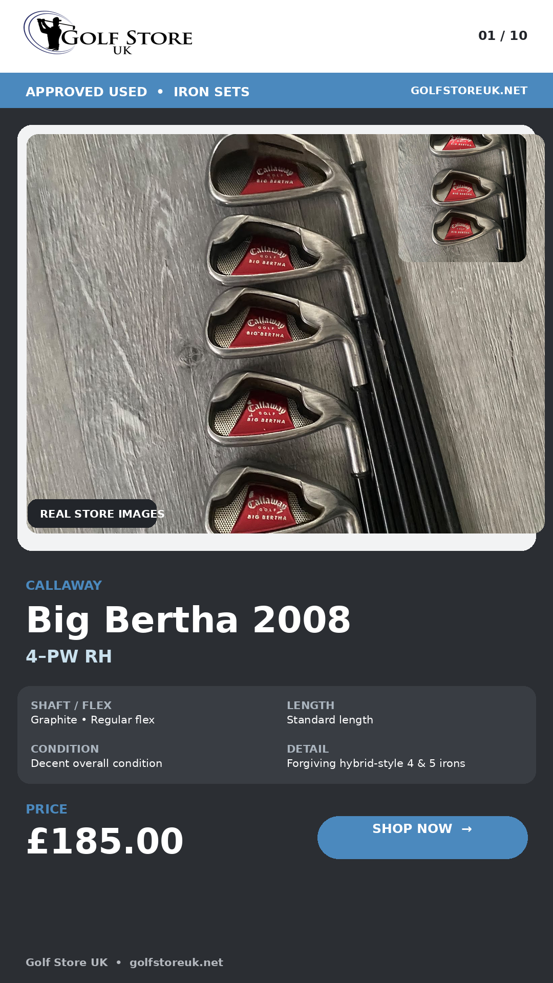 Callaway Big Bertha Irons 2008 Graphite 4-PW RH - Reg Flex