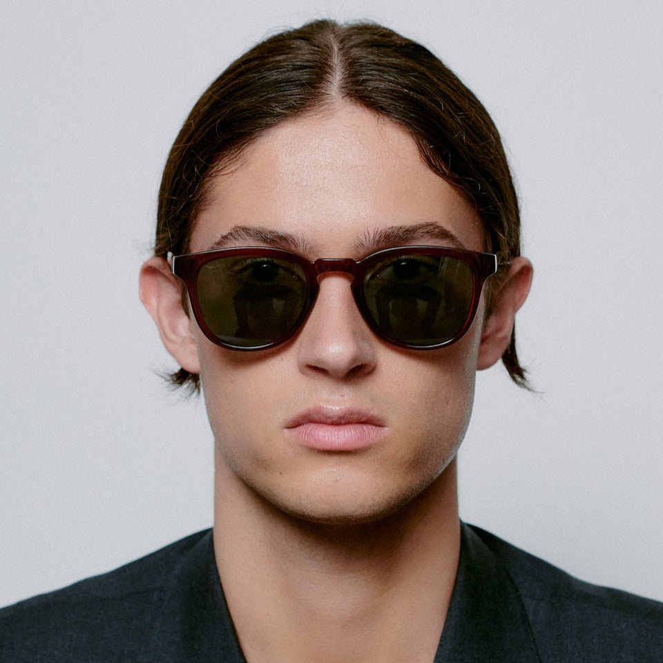 Brown Red Square Sunglasses for Large Faces | UV400 Unisex