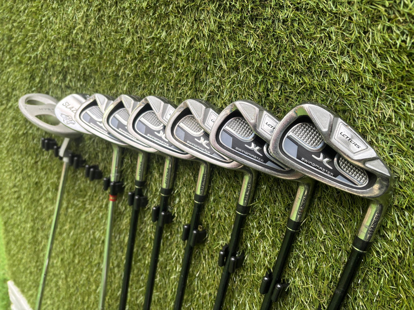 John Letters Swingmaster Irons + Dunlop Tour Woods + Hippo Putter + Dunlop Cart Bag – 11 Clubs