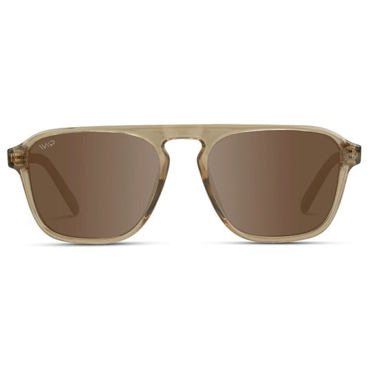 Lunettes de soleil aviateur carrées unisexes EMERSON en marron cristal par WMP Eyewear