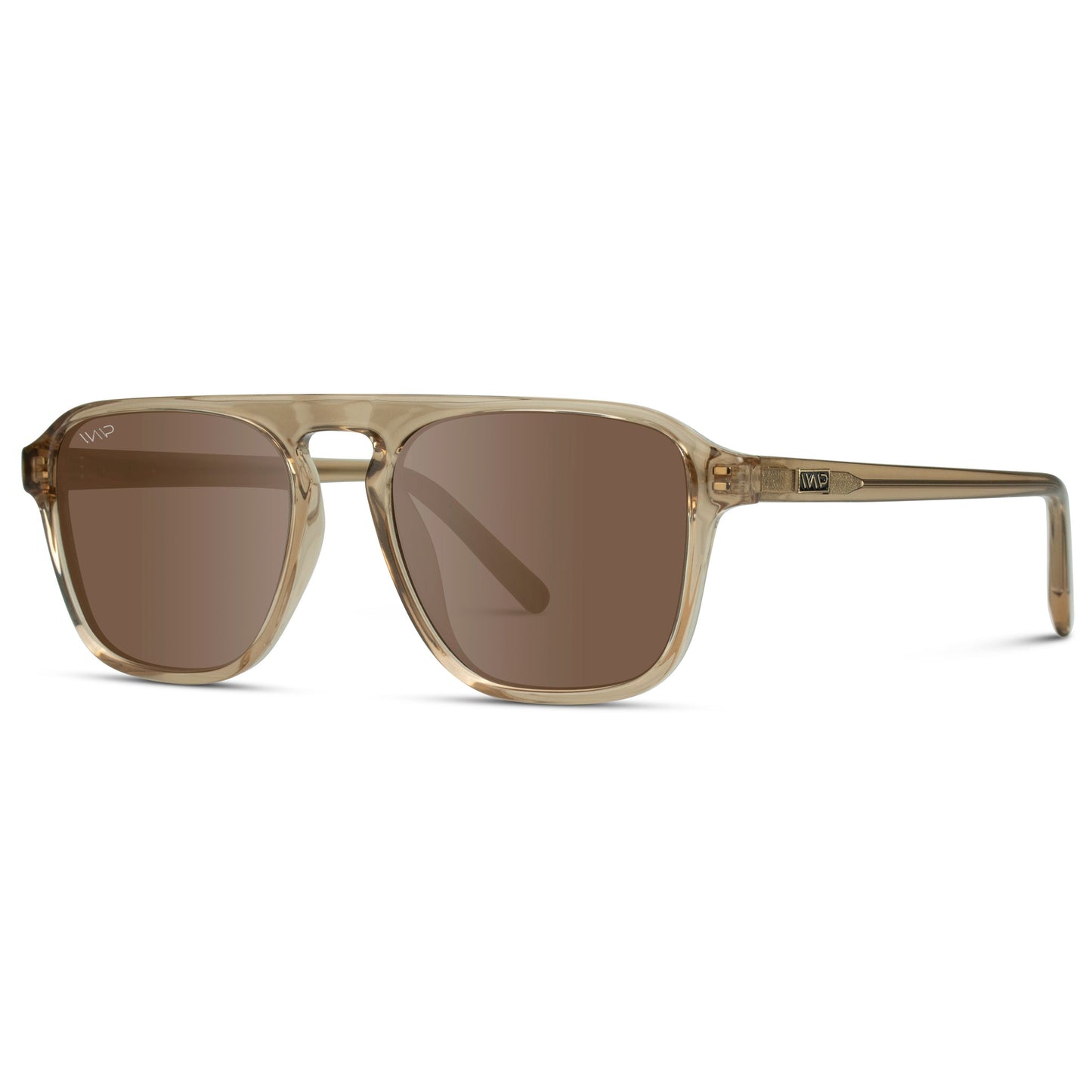Lunettes de soleil aviateur carrées unisexes EMERSON en marron cristal par WMP Eyewear