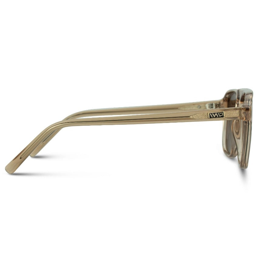 Lunettes de soleil aviateur carrées unisexes EMERSON en marron cristal par WMP Eyewear
