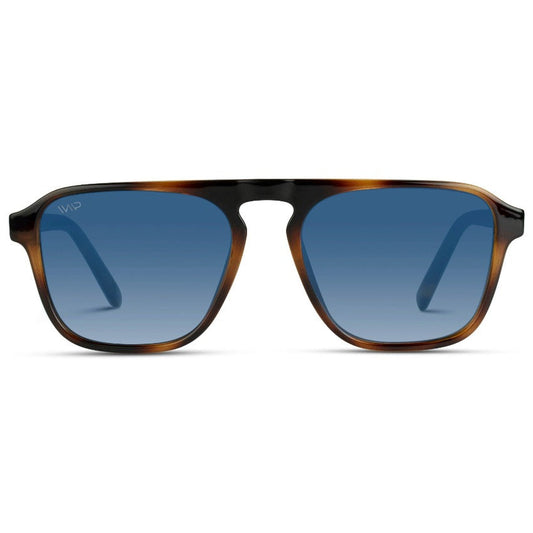 Lunettes de soleil aviateur carrées unisexes EMERSON en écaille de tortue marron par WMP Eyewear