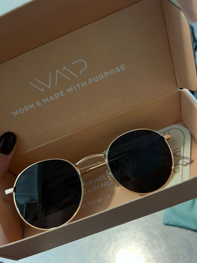 Lunettes de soleil rétro unisexes NEVADA, dorées et noires, par WMP Eyewear
