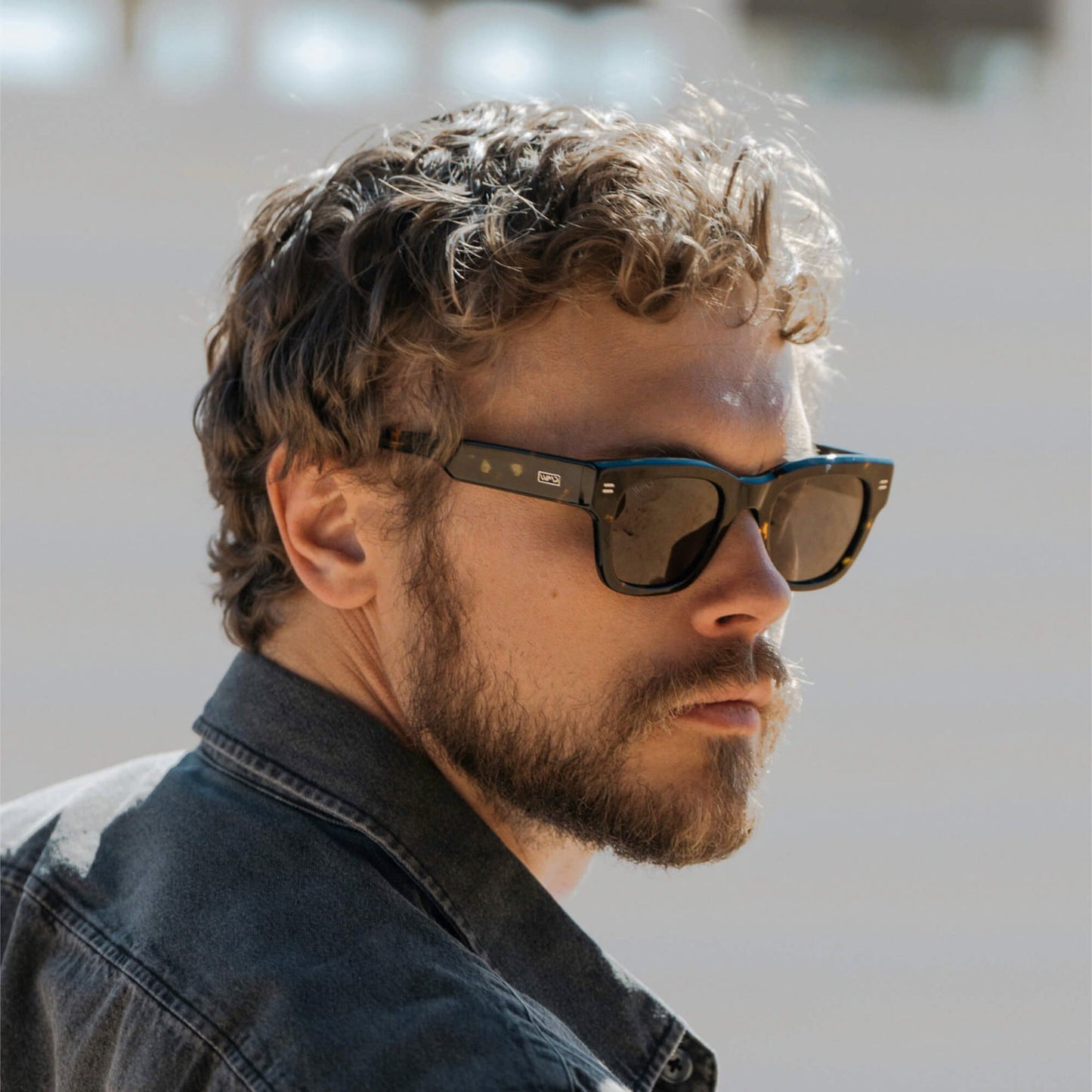 CLINT Men's Oversized Rectangular Sunglasses in Obsidian Gold Tortoise by WMP Eyewear