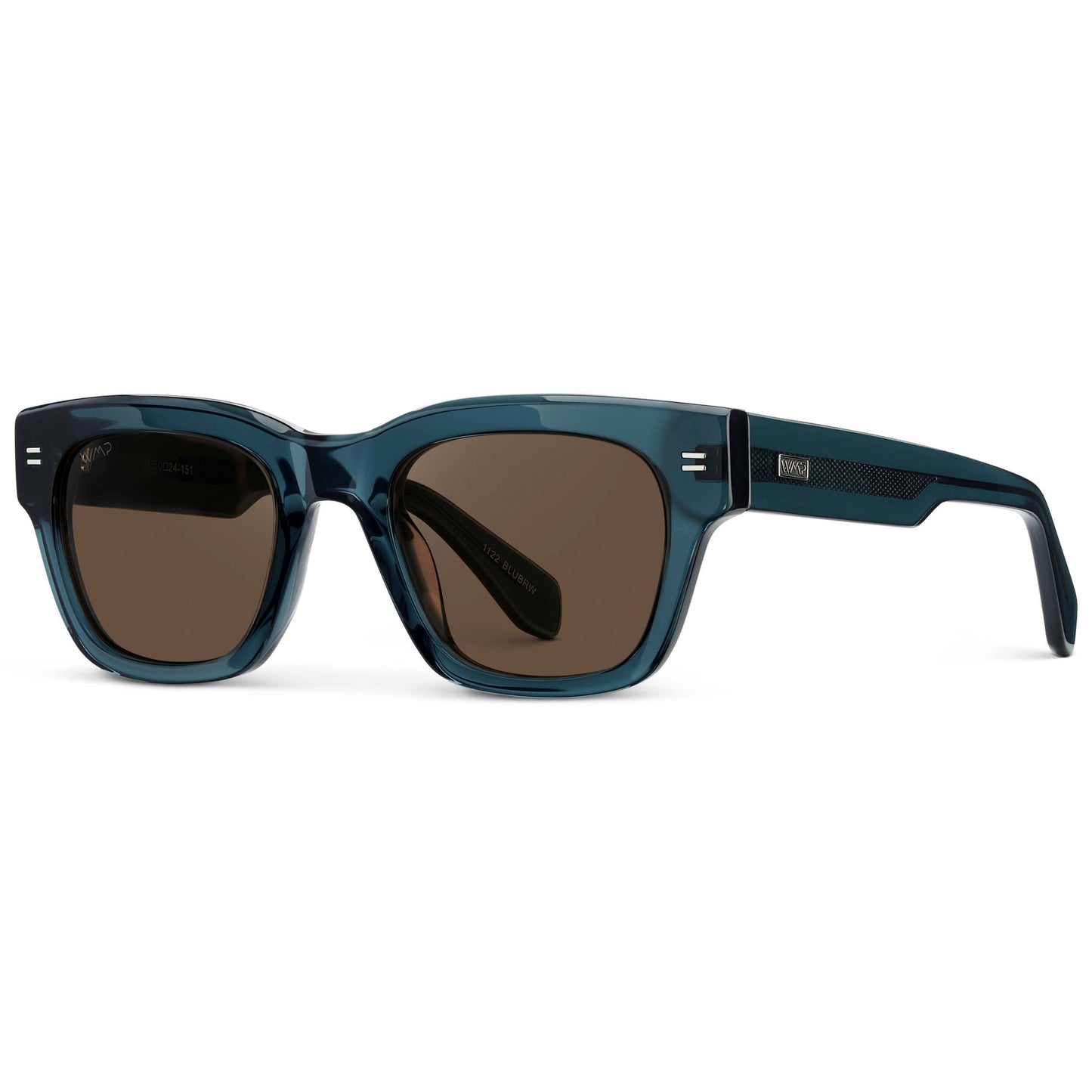CLINT Men's Oversized Rectangular Sunglasses in Crystal Steel Blue by WMP Eyewear