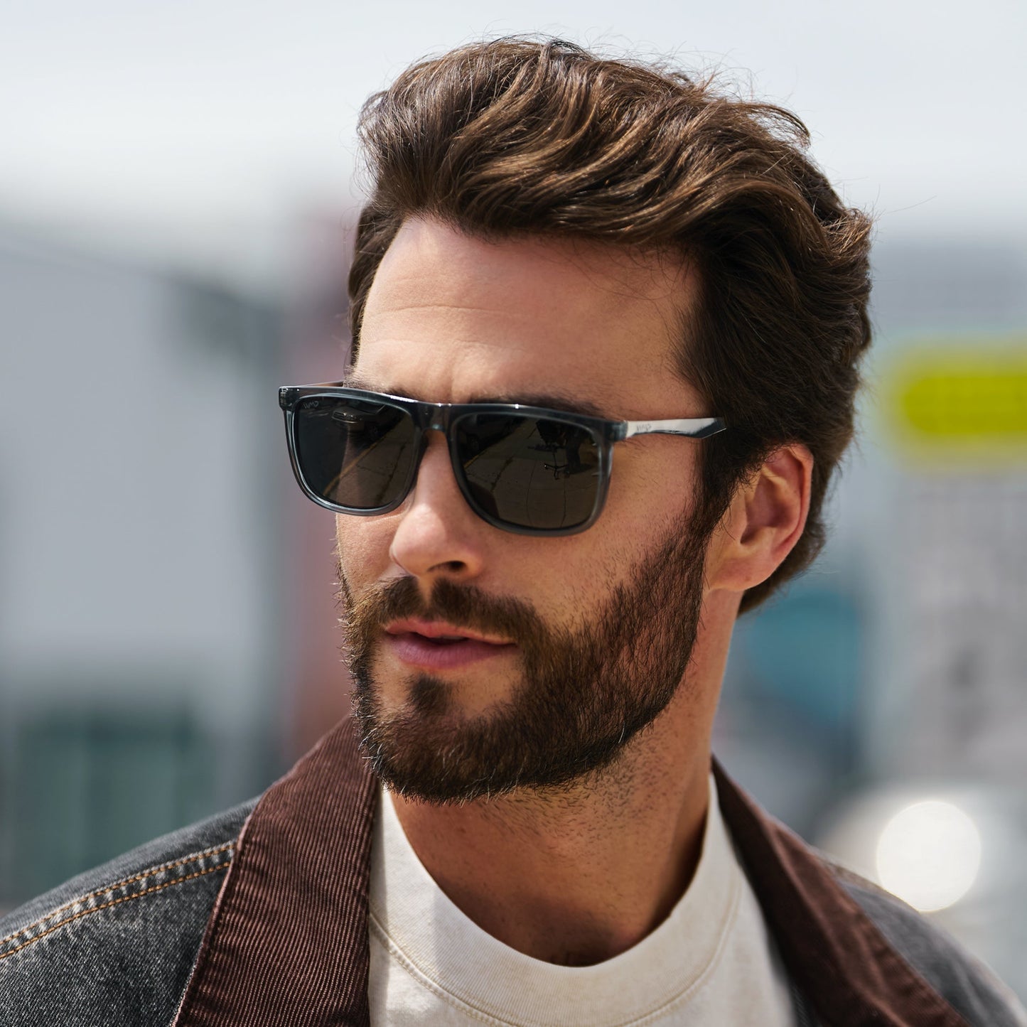 JACOB Rectangular Classic Men's Sunglasses in Stone Blue by WMP Eyewear