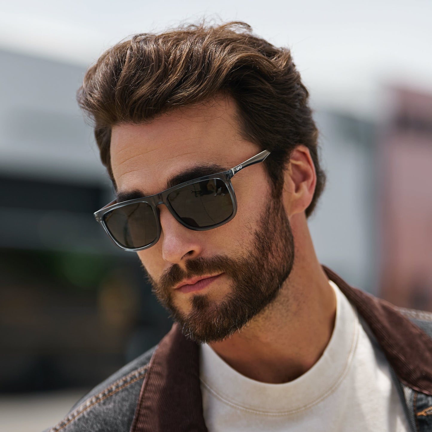JACOB Rectangular Classic Men's Sunglasses in Stone Blue by WMP Eyewear