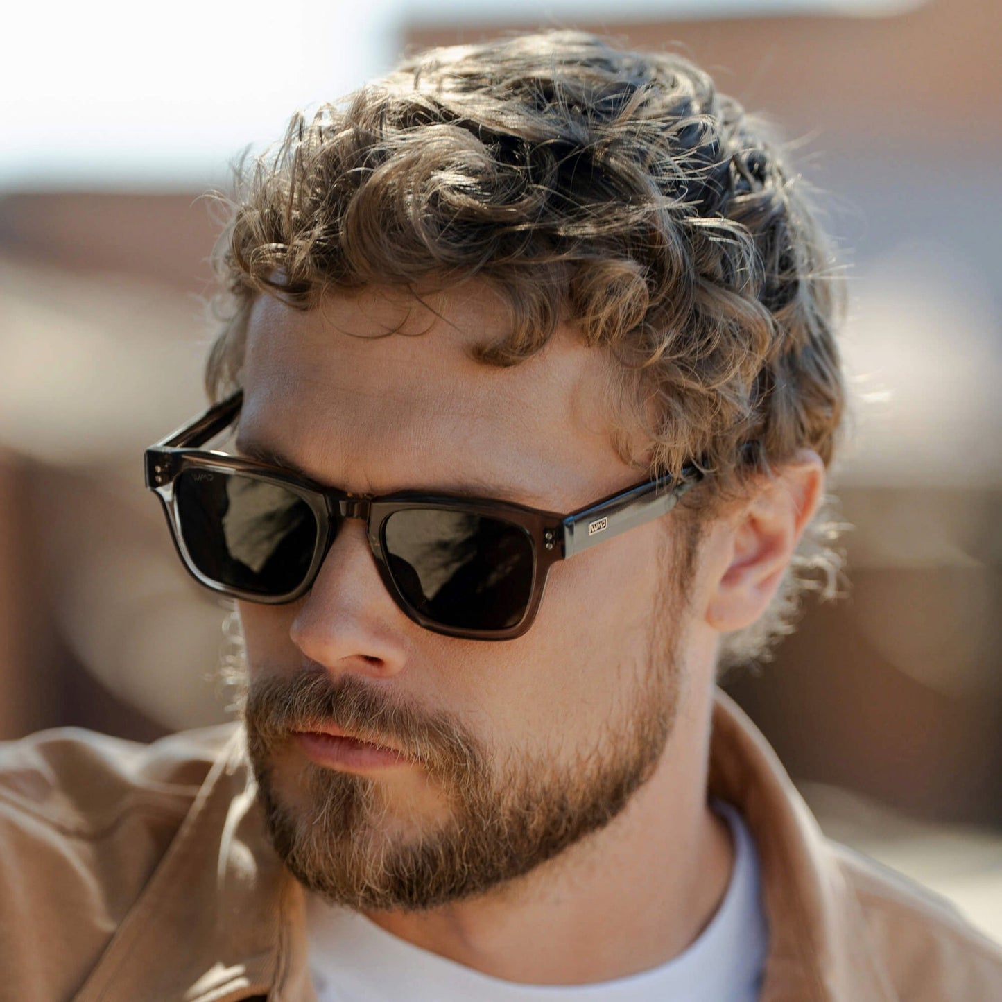 WAYNE Men's Bold Rectangular Sunglasses in Ashwood Brown by WMP Eyewear